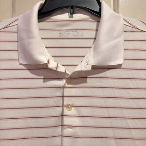 Nike Golf Fit Dry Red White Gray Striped Golf Polo Shirt Size L